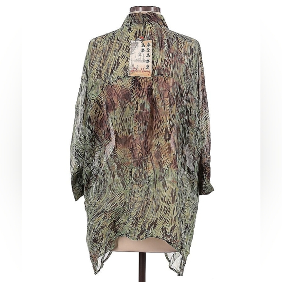 Da-Nang 100% Silk Collared Printed Blouse Size XS/S - Picture 3 of 5